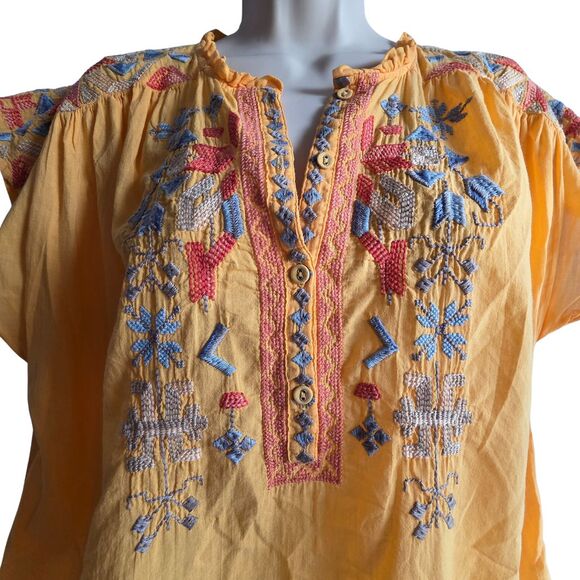 Johnny Was Biya Sleeveless Embroidered Tunic M Yellow Boho - Picture 3 of 12